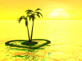 黄金色の空と椰子の島