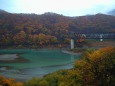 湯西川の鉄橋と紅葉