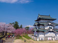 弘前城と岩木山と桜