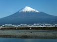 富士川から富士山を望む