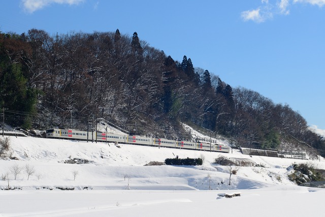 雪の上越線を行く185系 特急水上