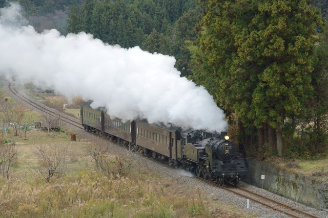 白煙のSL列車