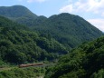 山間を行く湘南色115系