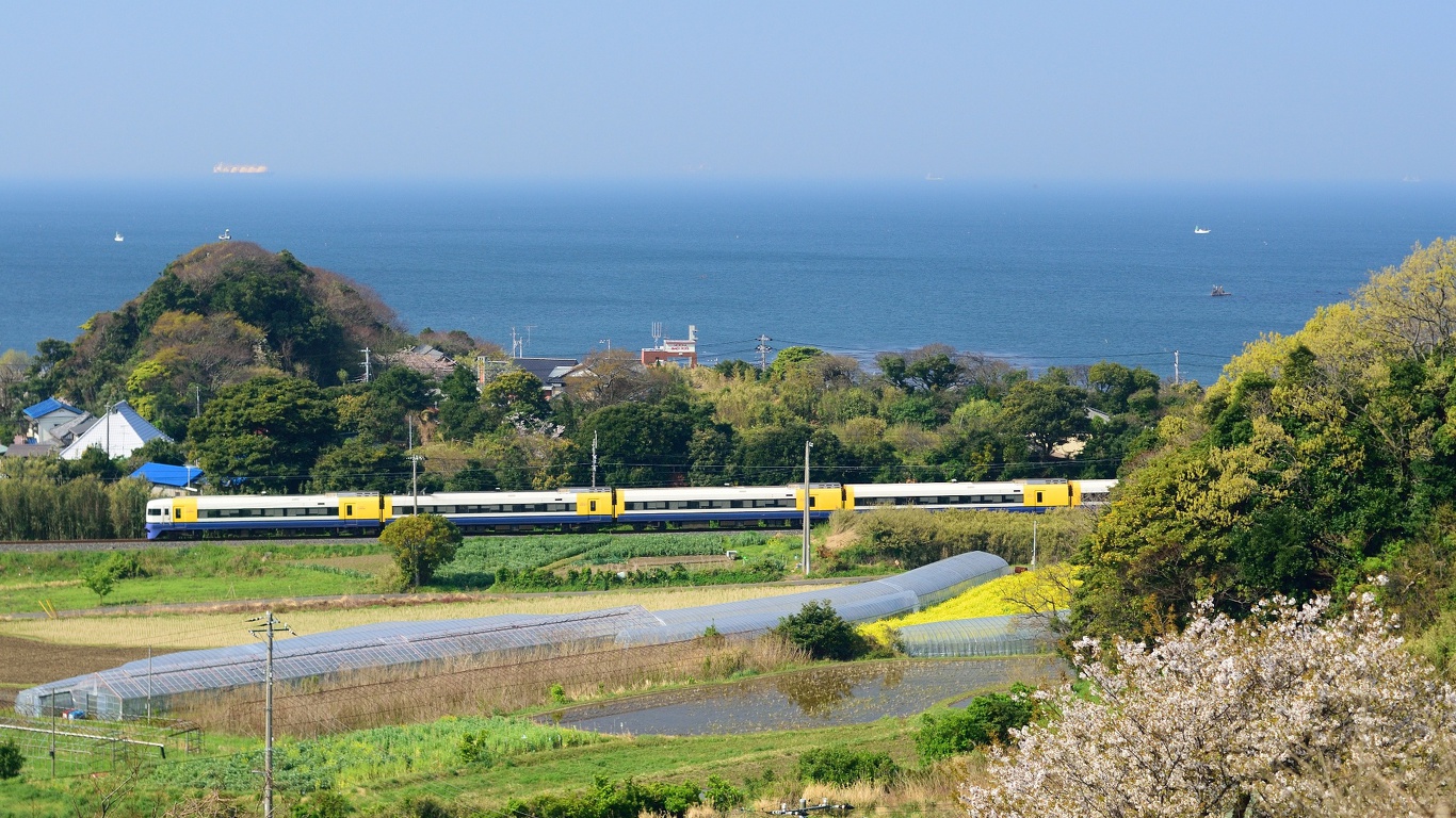 鉄道 電車 房総の海と255系 壁紙1366x768 壁紙館