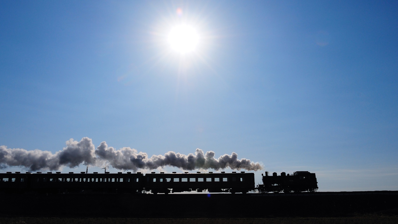 鉄道 蒸気機関車 影絵の汽車 壁紙1366x768 壁紙館