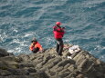 冬の岩場の釣り