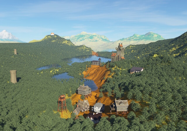 森と湖 村と城