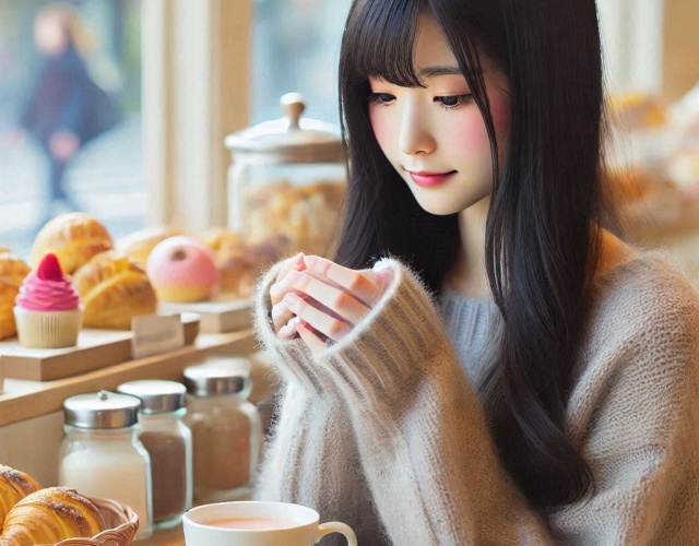 カフェでくつろぐ女の子