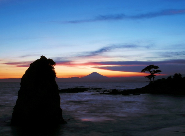 夕暮れの富士山