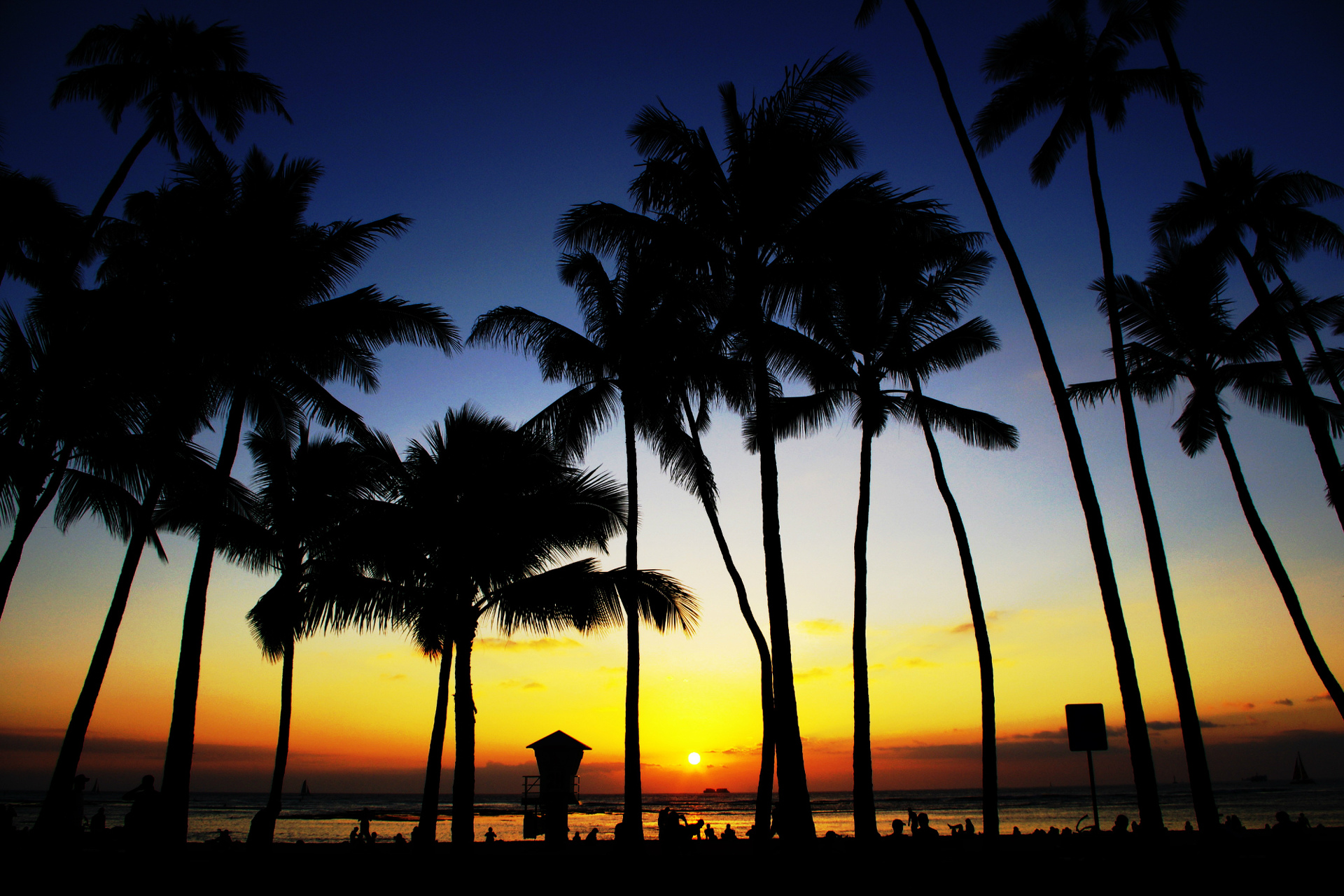 外国の風景 カイマナビーチの夕日 壁紙19x1280 壁紙館