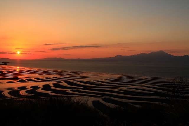 普賢岳の夕日