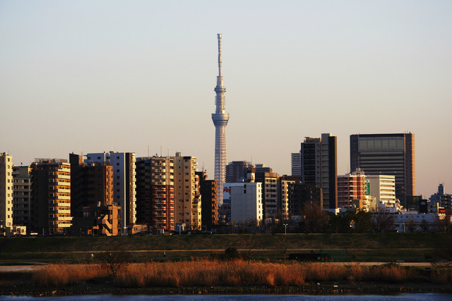 千住の街並みとスカイツリー