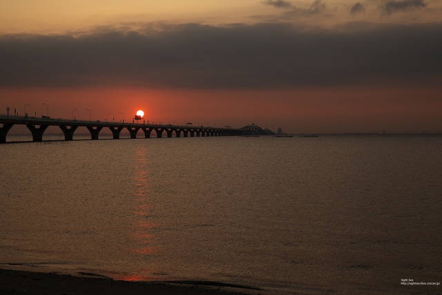 まんまるな夕陽