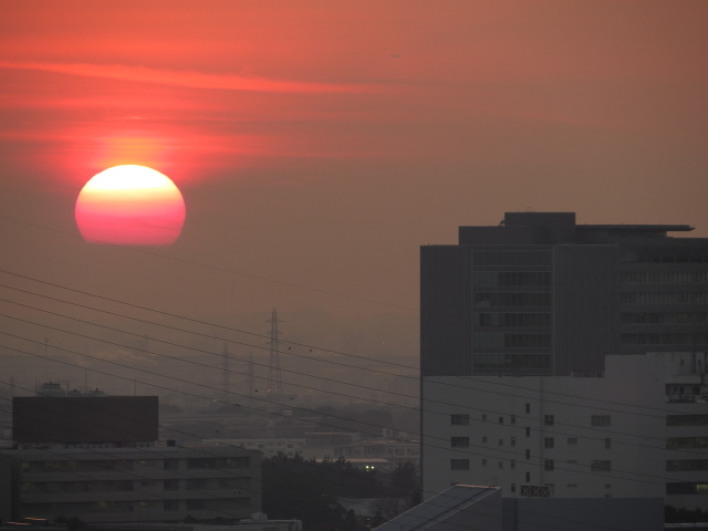 トヨタ本社に沈む夕日2