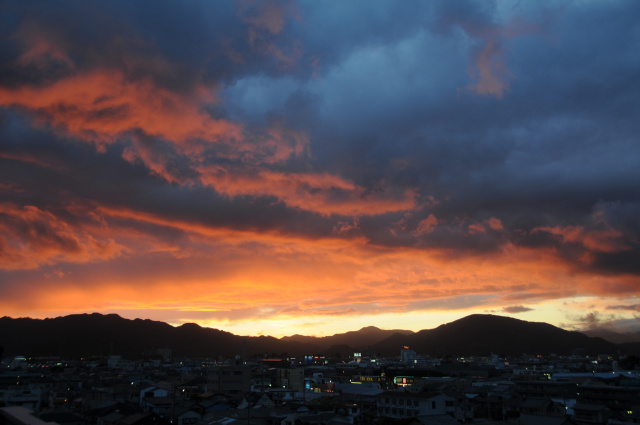 一瞬の夕焼け