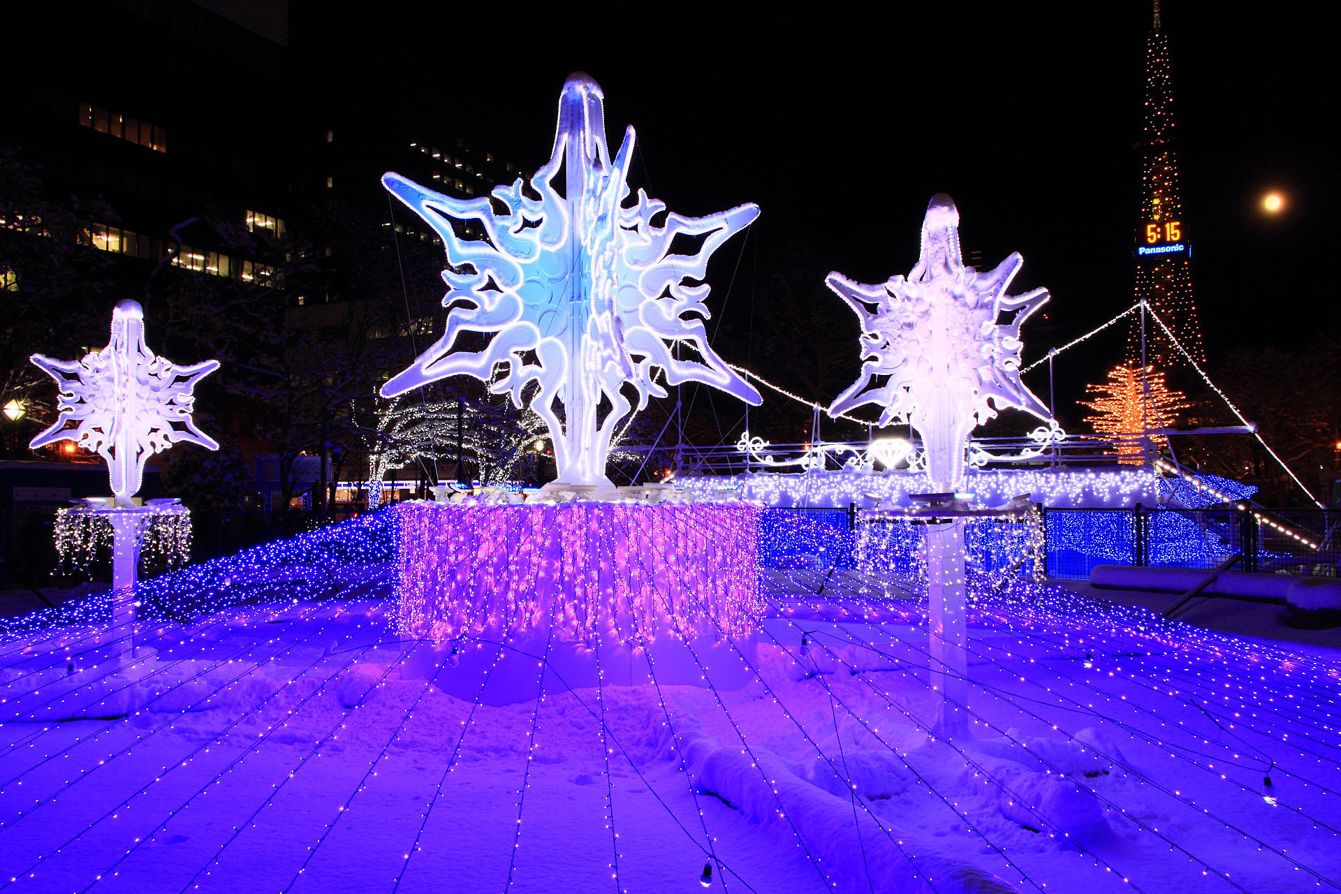 夜景 花火 イルミ 札幌ホワイトイルミネーション 壁紙19x1280 壁紙館