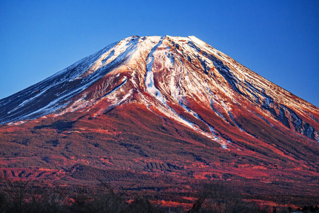 夕焼けの富士山