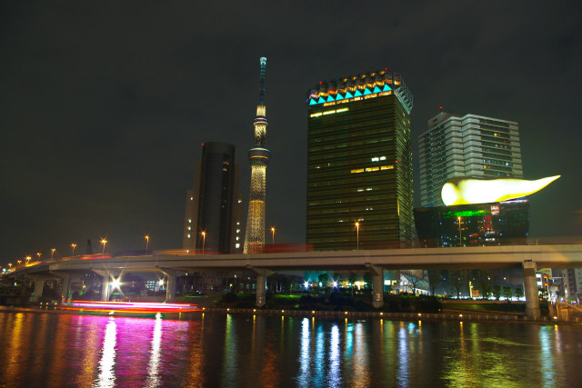 隅田川夜景・吾妻橋から