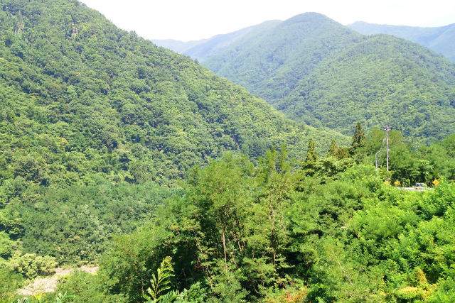 夏の上高地線の山々