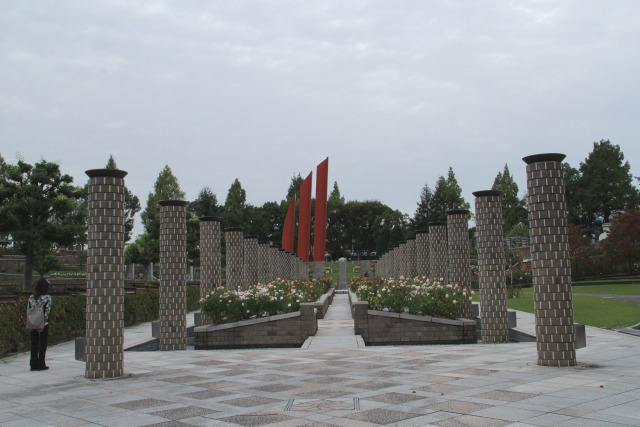 秋のバラ咲く荒牧バラ公園