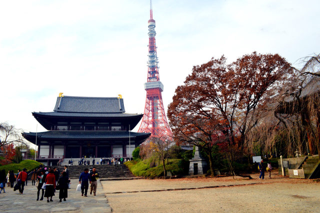 芝増上寺と東京タワー