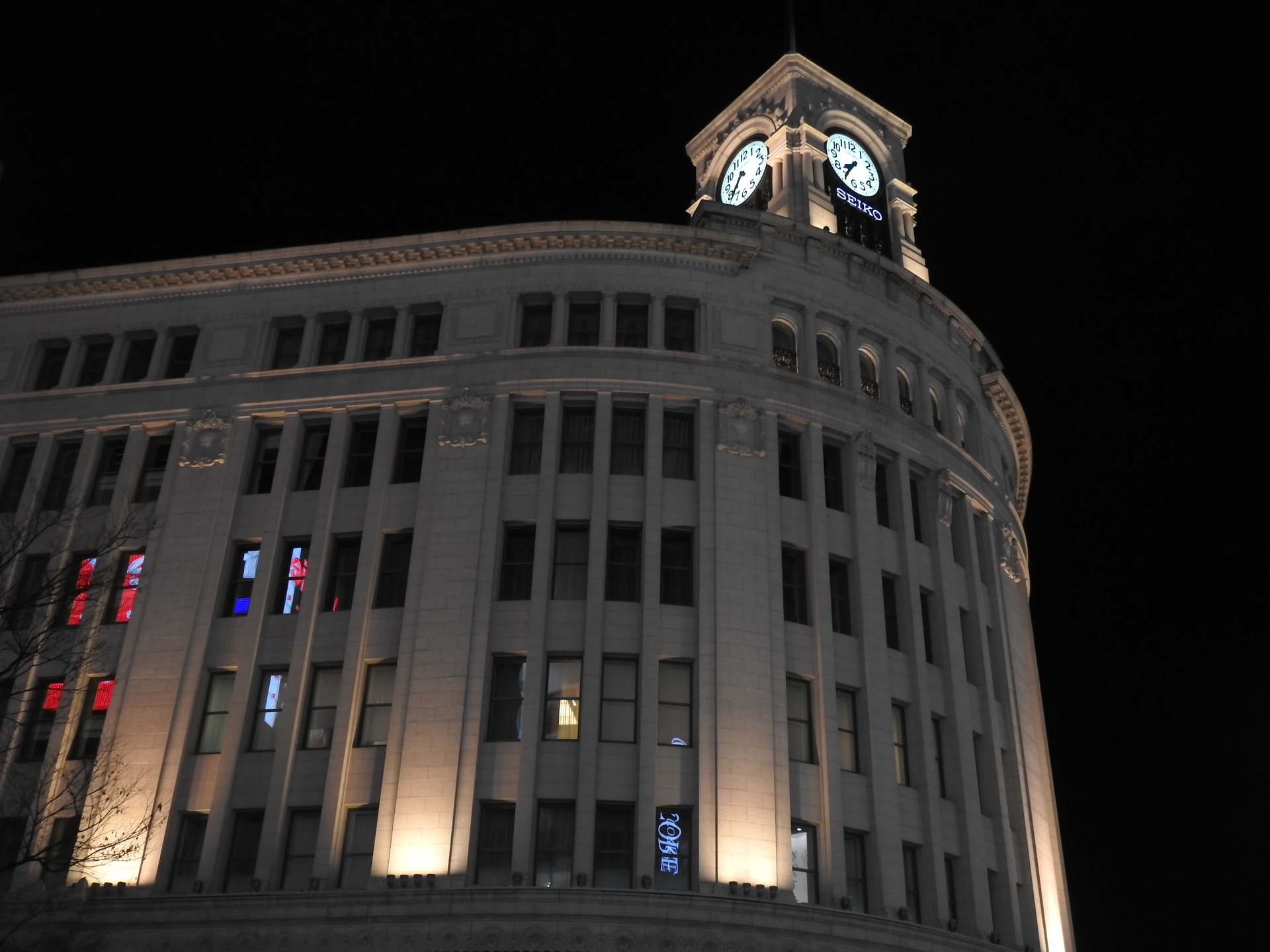 夜景 花火 イルミ 銀座和光 壁紙19x1440 壁紙館