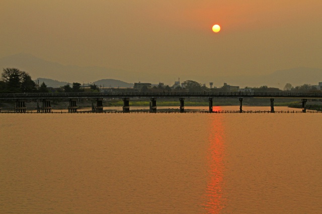 渡月橋の朝