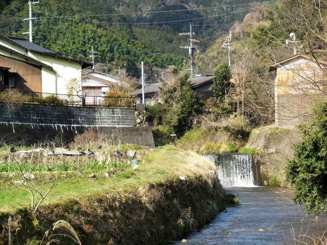 春の小さな滝