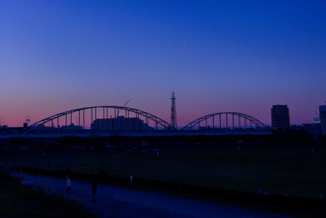 多摩川大橋の夕景