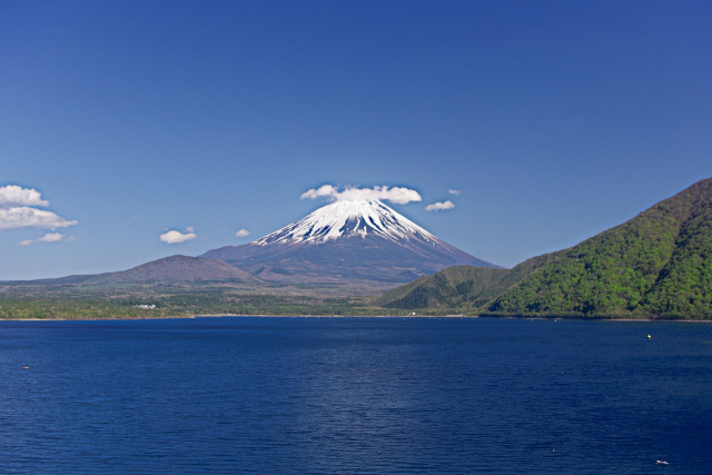 春の本栖湖から