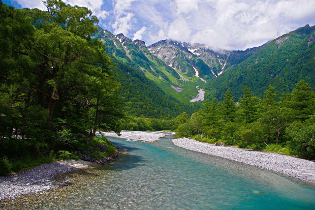 梓川と穂高連峰