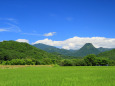 浜益富士(黄金山)と夏の水田