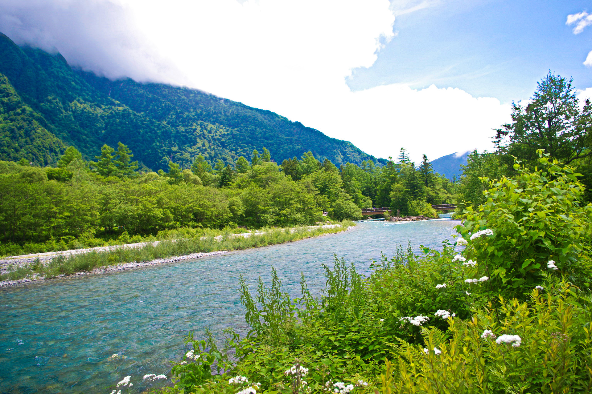 日本の風景 夏の上高地 梓川 壁紙19x1280 壁紙館