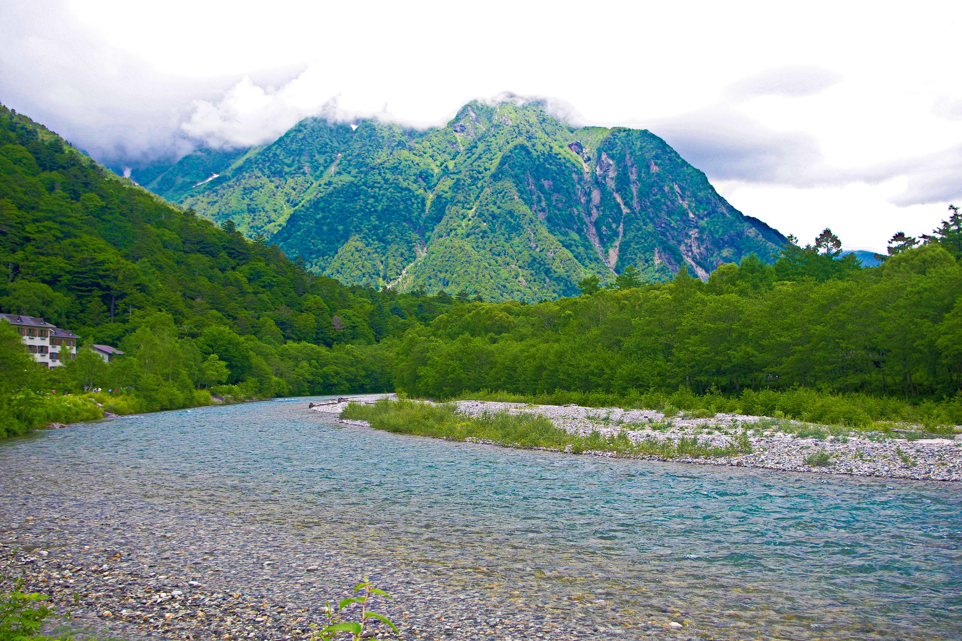 日本の風景 上高地の夏 梓川左岸からの眺め 壁紙19x1280 壁紙館