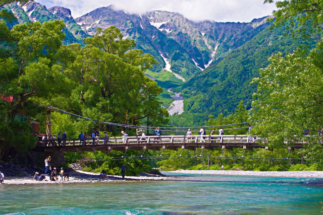 日本の風景 上高地の夏 河童橋 壁紙館