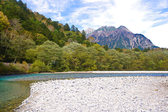 梓川左岸から明神岳