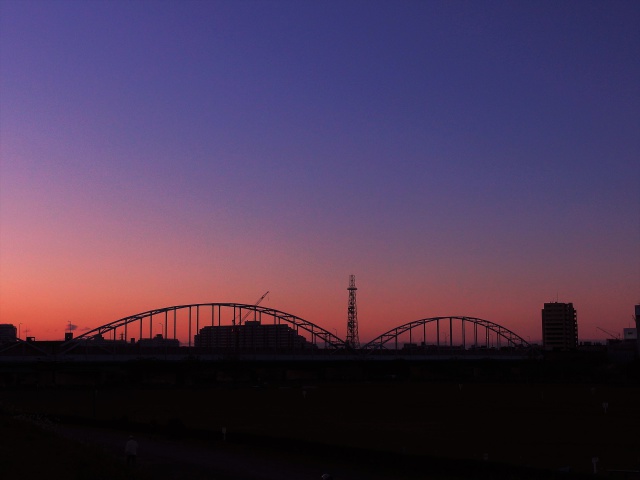 多摩川大橋の夕景