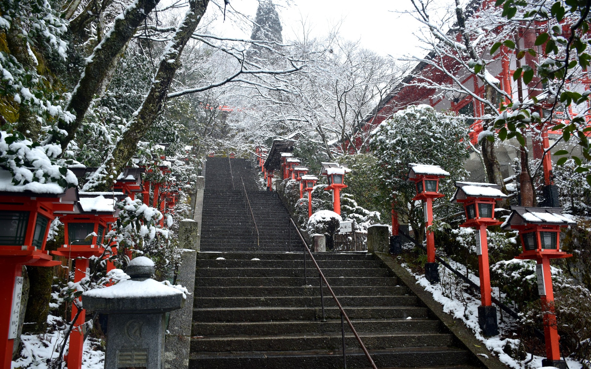 日本の風景 鞍馬寺雪景色 7 壁紙19x10 壁紙館