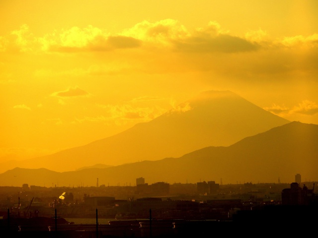 黄昏の富士山