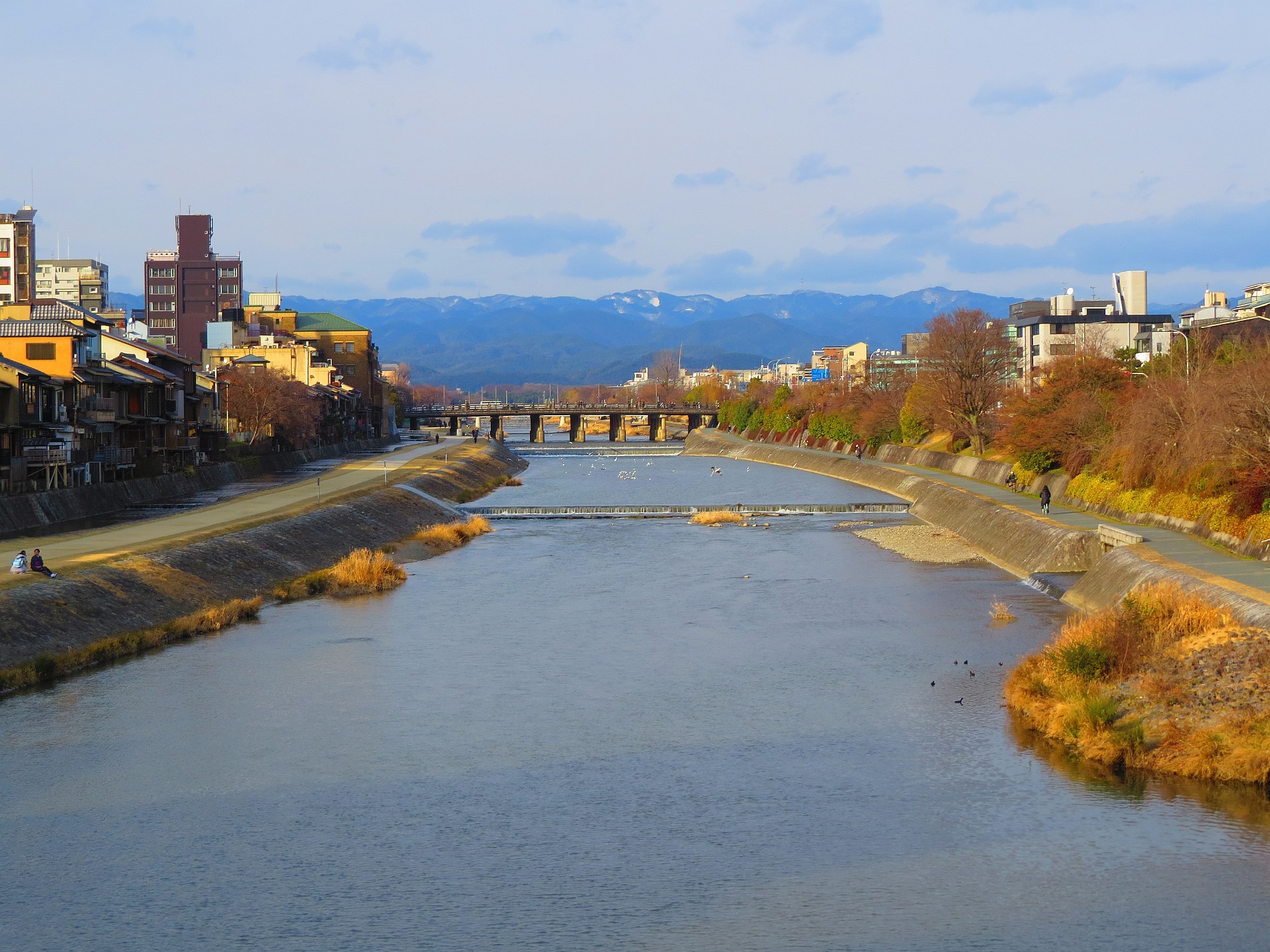 日本の風景 冬の京都 鴨川 壁紙19x1440 壁紙館