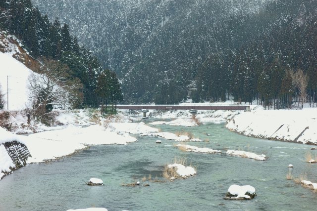 冬の足羽川と第三鉄橋