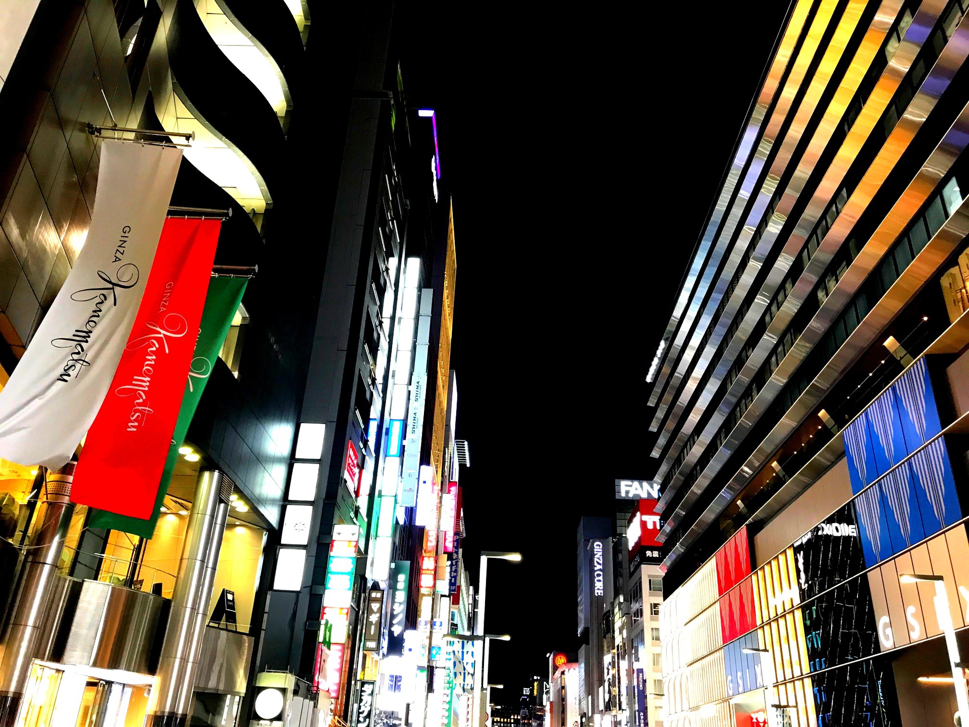 夜景 花火 イルミ 銀座の夜景 壁紙19x1440 壁紙館