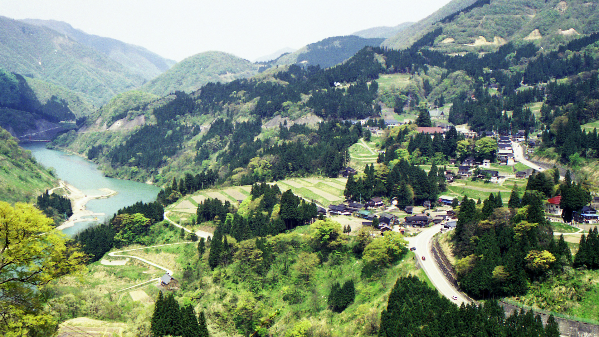 日本の風景 新緑の五箇山 壁紙19x1080 壁紙館