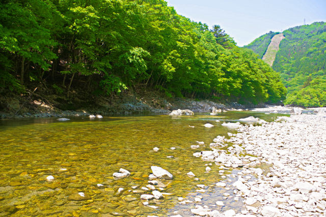 龍王峡 河川敷から