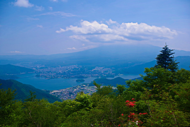 新道峠から 富士山と河口湖