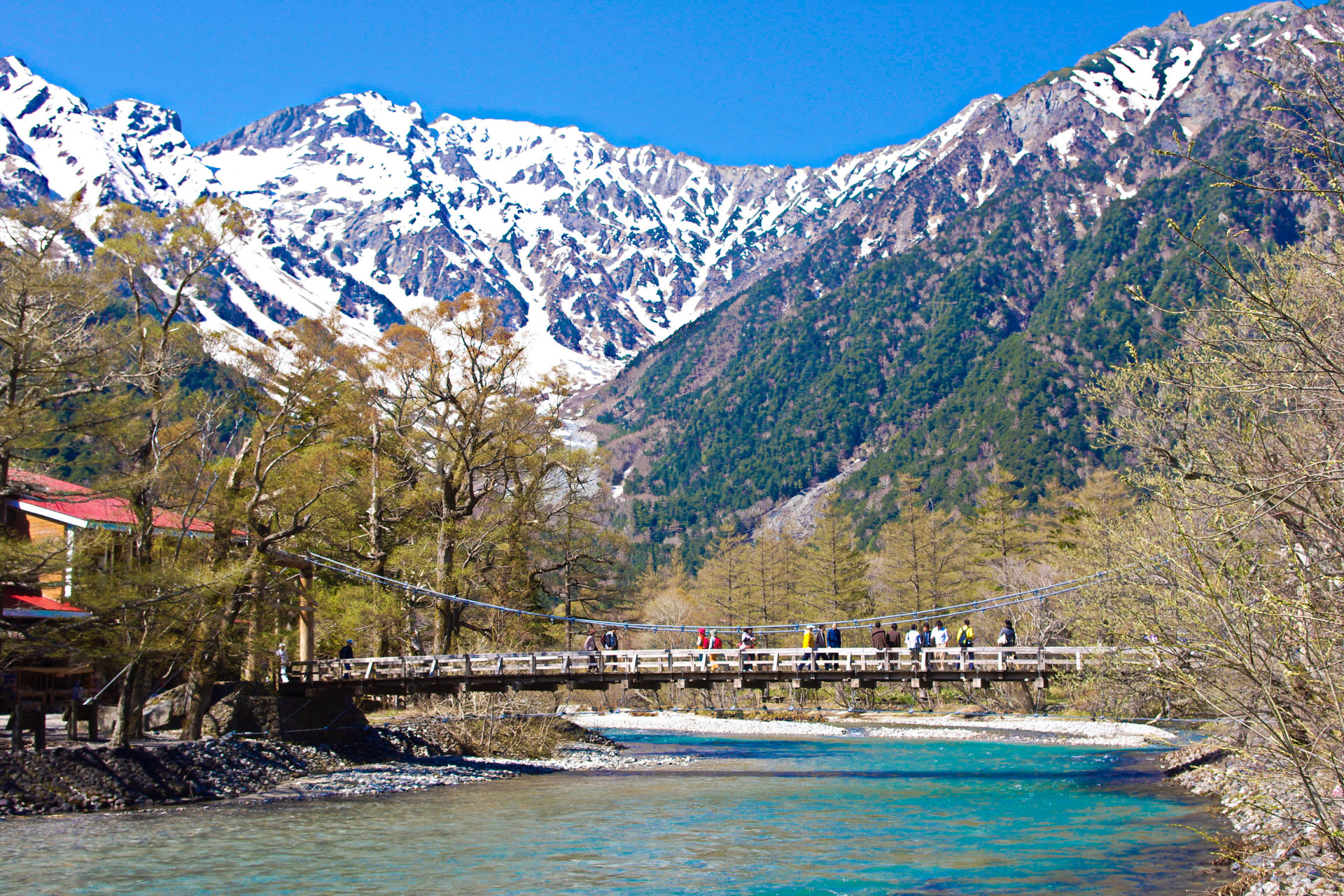 日本の風景 河童橋と穂高連峰 壁紙19x1280 壁紙館