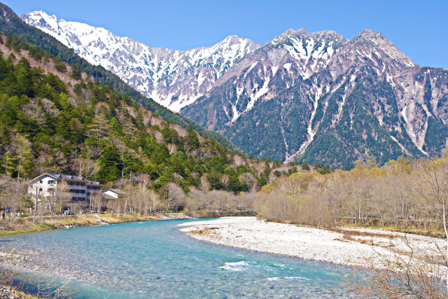 穂高連峰と梓川