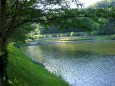 西日が射す山の公園