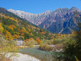 穂高橋から梓川と穂高連峰