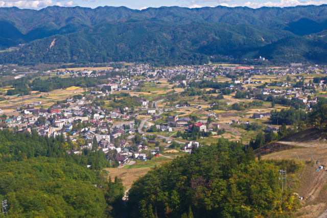 眼下に広がる白馬村